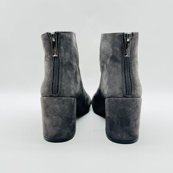Stuart Weitzman Boots Womens 5.5 Gray Suede Ankle Bootie Block Heel Back Zip - Picture 6 of 12
